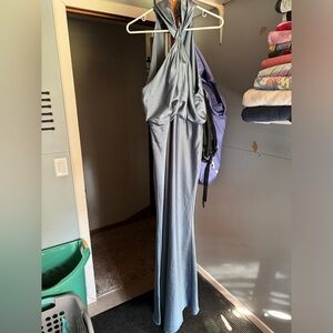 ASOS Dusky Blue Halter Bridesmaids Dress